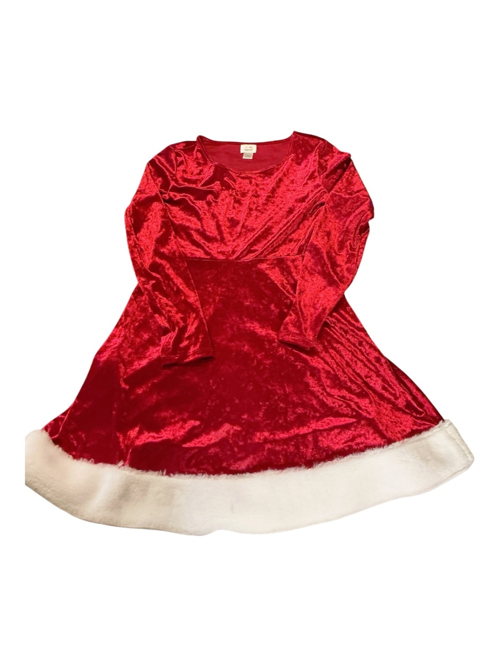 Kids Red Velvet Holiday dress with White Faux-Fur Trim